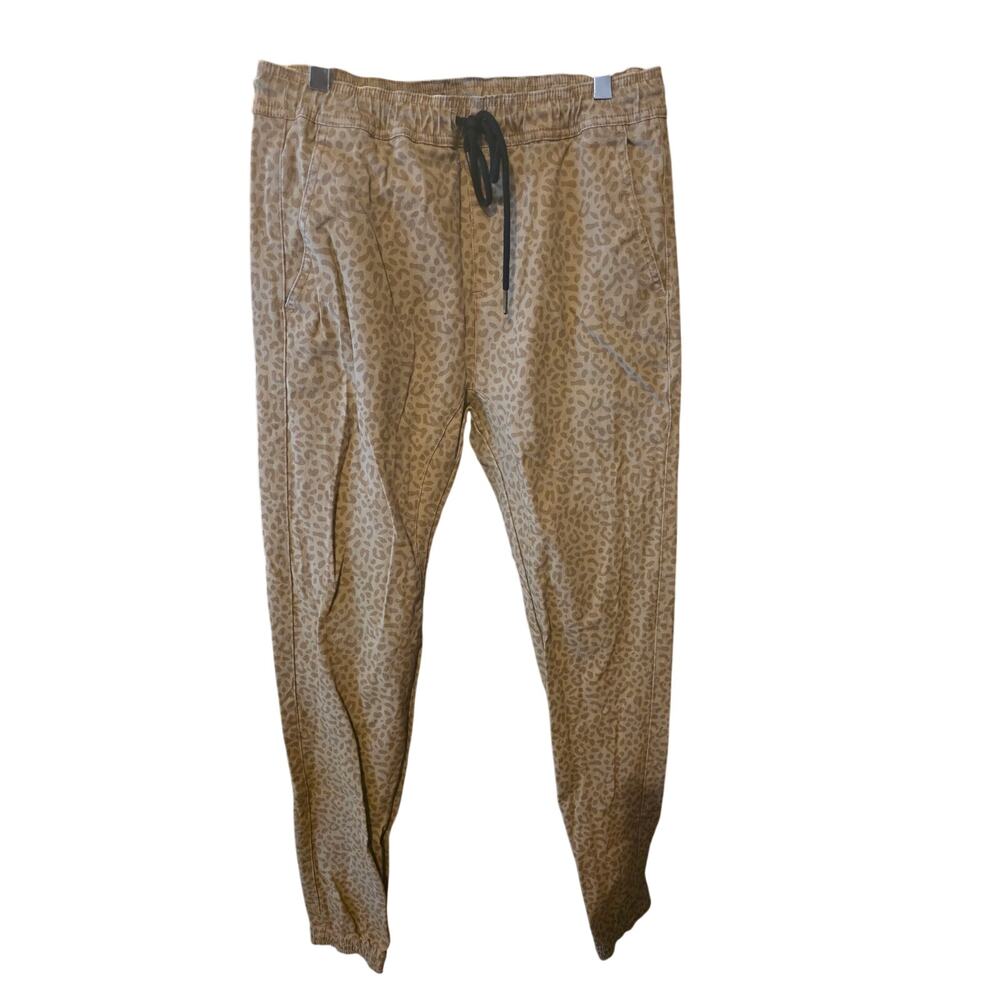 Charles And A Half Joggers M Mens Tan Animal Print Elastic Waist‎ Pull On Tie